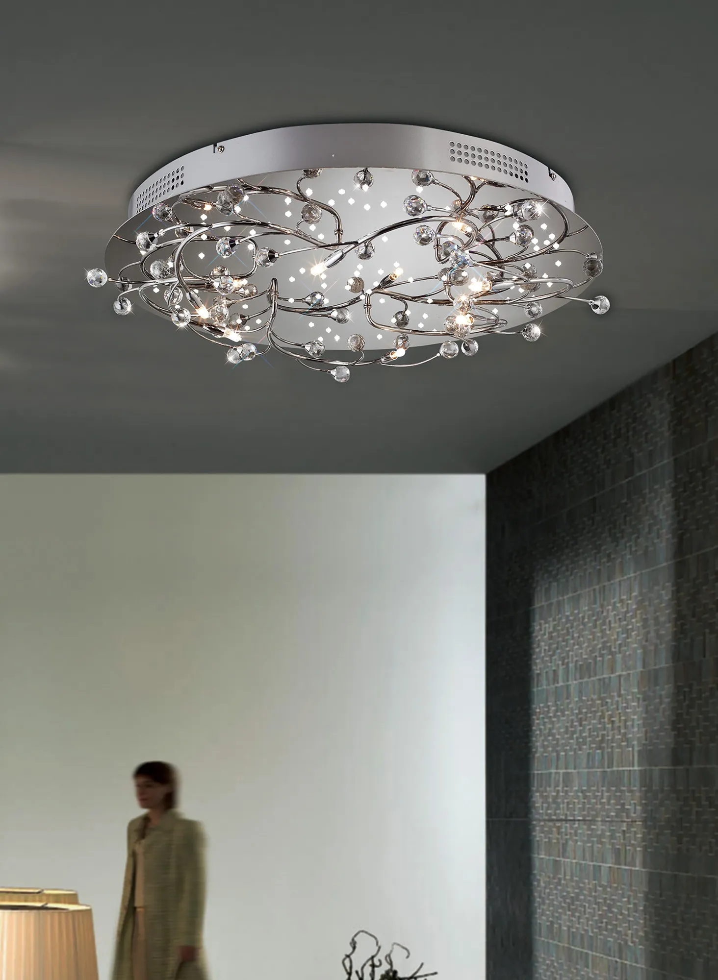 Fia Crystal Ceiling Lights Diyas Flush Crystal Fittings